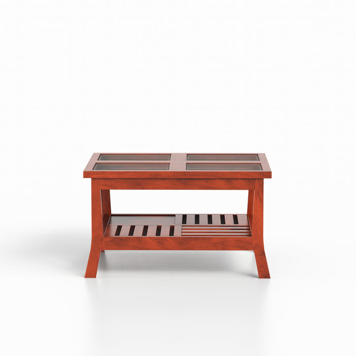 Solid Wood Coffee Table with Glass Top
