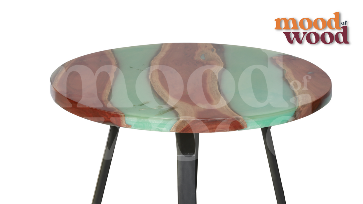 Round Resin  Wood Coffee Table