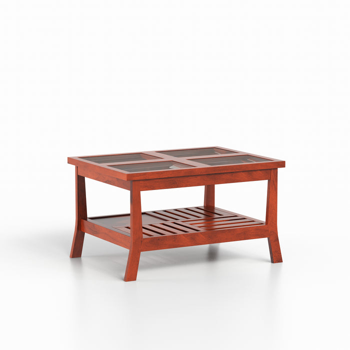 Solid Wood Coffee Table with Glass Top