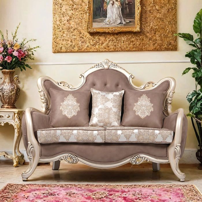 Elegant Carved Wooden Sofa - 2 Seater