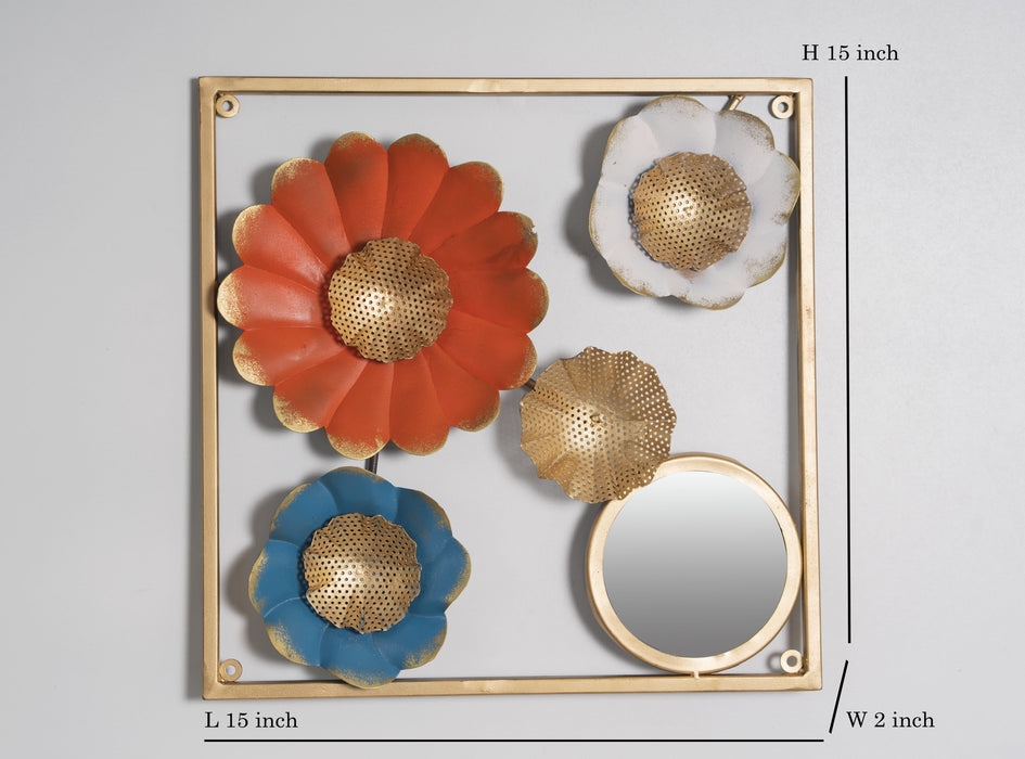 Floral  Wall Art with Mirror (Multicolor) Decor