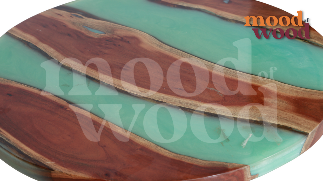 Round Resin  Wood Coffee Table