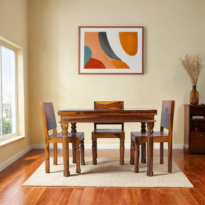4 Seater Royal Dining Table Set Glass Surface