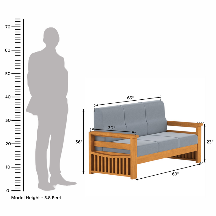 Wooden 3+2 Seater Sofa