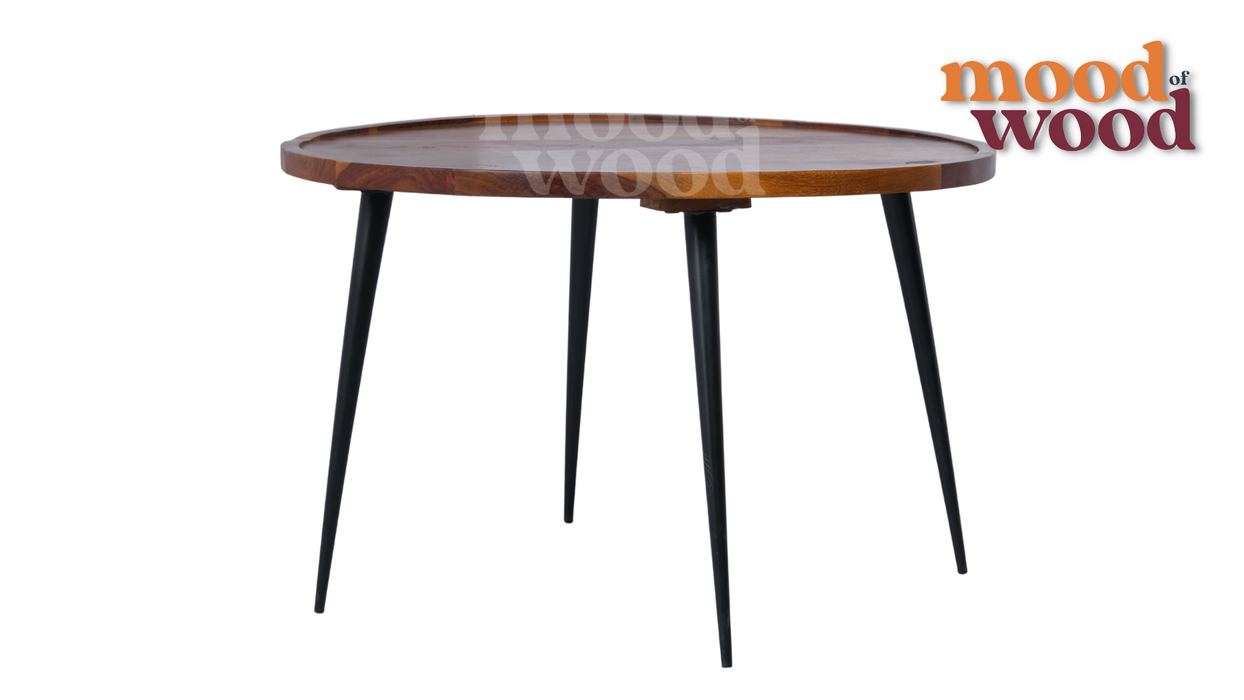 Wooden Modern Design Round Coffee Table with Metal Legs