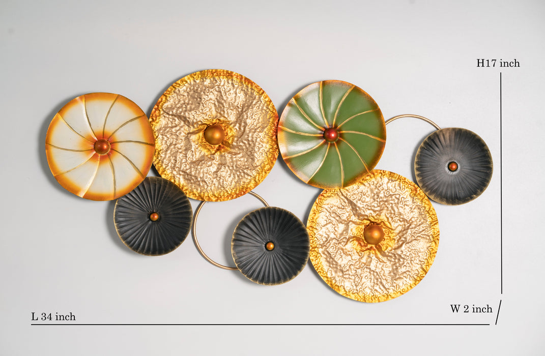 Vibrant Circular Disc Metal Wall Art Decor