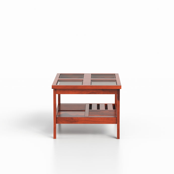 Solid Wood Coffee Table with Glass Top