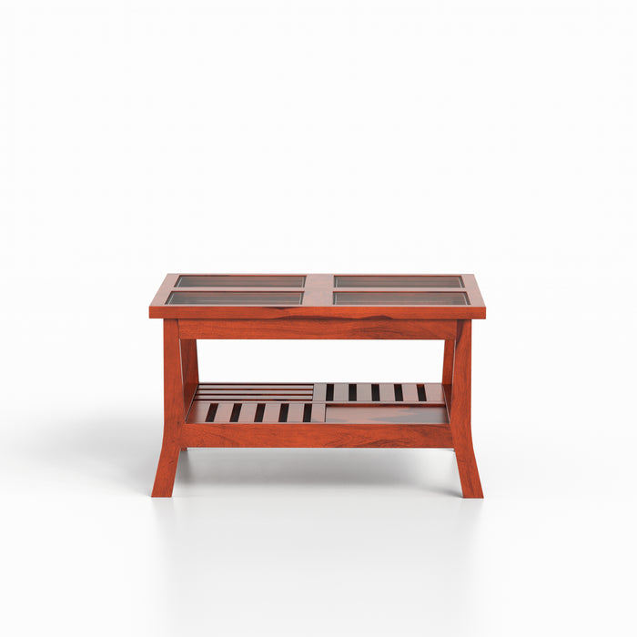 Solid Wood Coffee Table with Glass Top