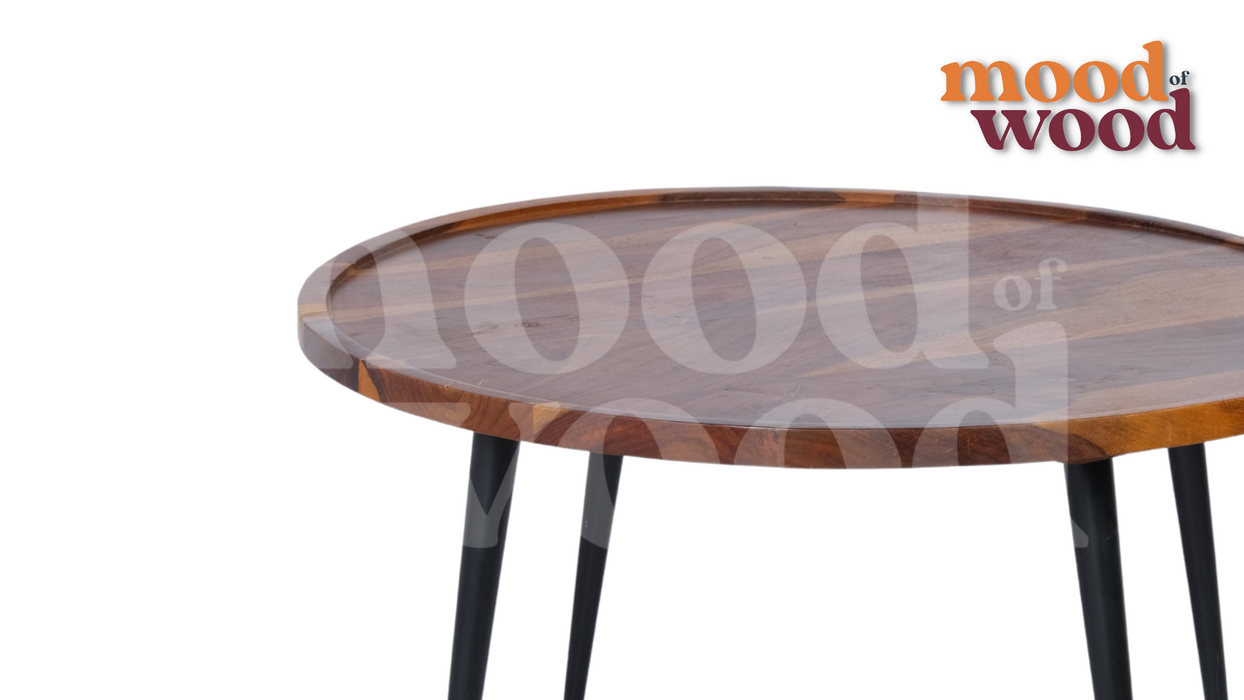 Wooden Modern Design Round Coffee Table with Metal Legs
