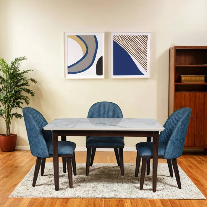 Wooden Dining Table Set with Upholstered Chairs