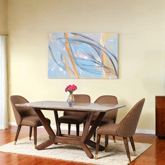 Cream Luxury Turkish Style 6 Seater Dining Table And Chair Set