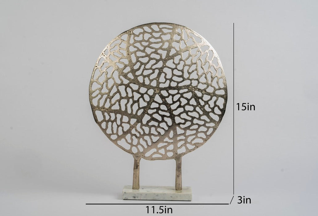 Metal Decorative Sculpture (Gold, Abstract Design) Decor