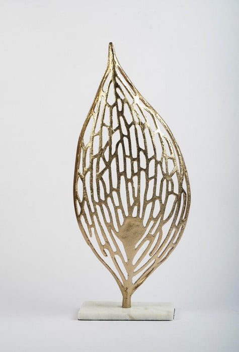 Metal Leaf Decorative Sculpture (Gold, Abstract Design) Decor