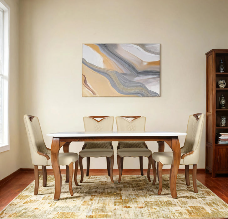6 Seater Dining Set With White Colour Chair