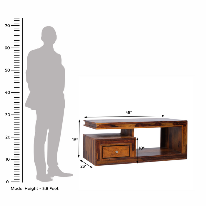 Modern Coffee Table with Drawer and Open Storage