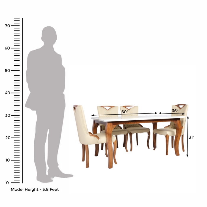6 Seater Dining Set With White Colour Chair