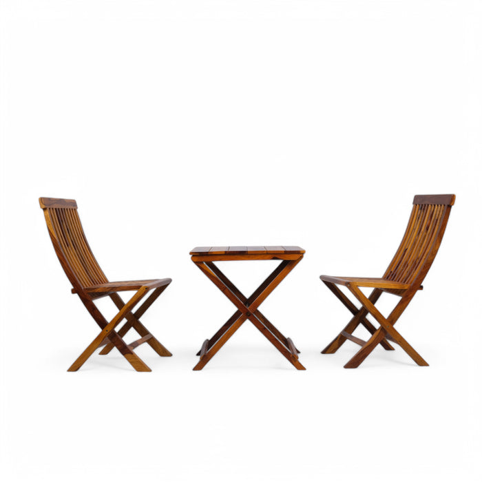 Sheesham Wood Folding Bistro Set (2 Chairs + 1 Table)