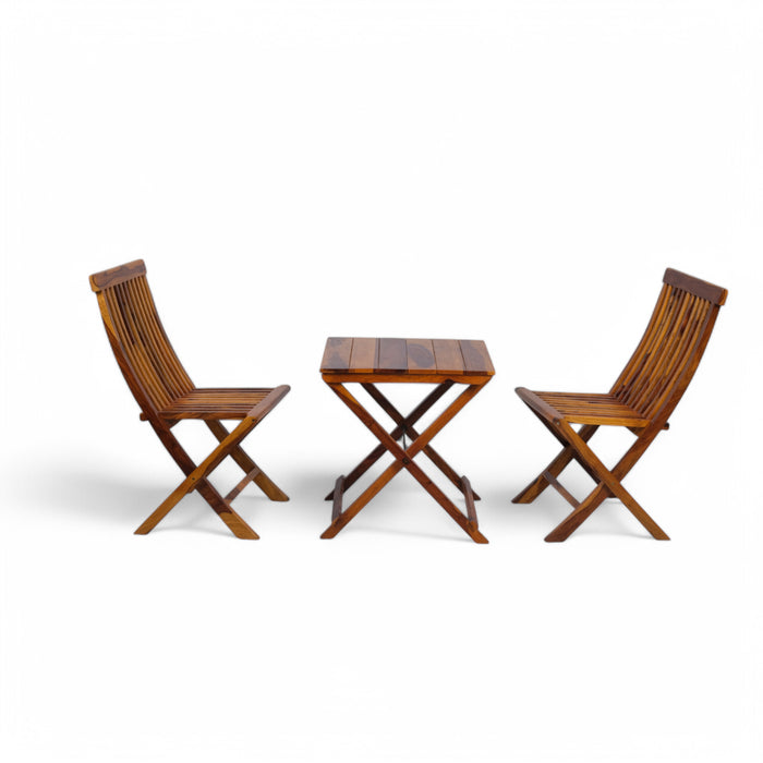 Sheesham Wood Folding Bistro Set (2 Chairs + 1 Table)