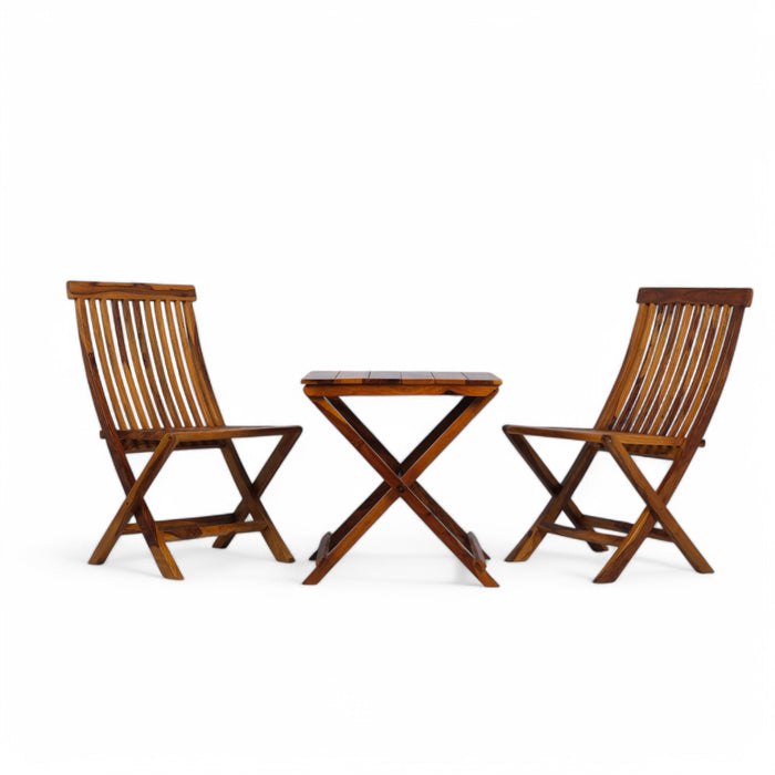 Sheesham Wood Folding Bistro Set (2 Chairs + 1 Table)