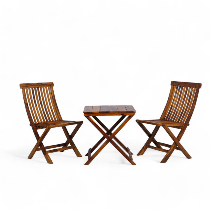 Sheesham Wood Folding Bistro Set (2 Chairs + 1 Table)