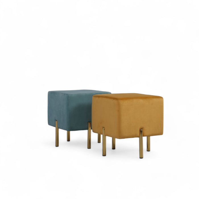 Square Velvet Ottoman Pouf Set