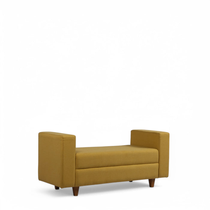 Mustard Upholstered Bench with Armrest
