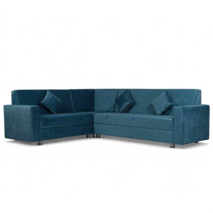 Bibiana Sectional Fabric Corner Sofa Set Sky Blue