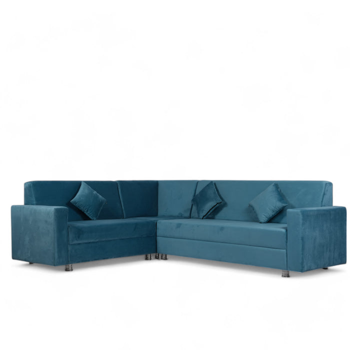 Bibiana Sectional Fabric Corner Sofa Set Sky Blue