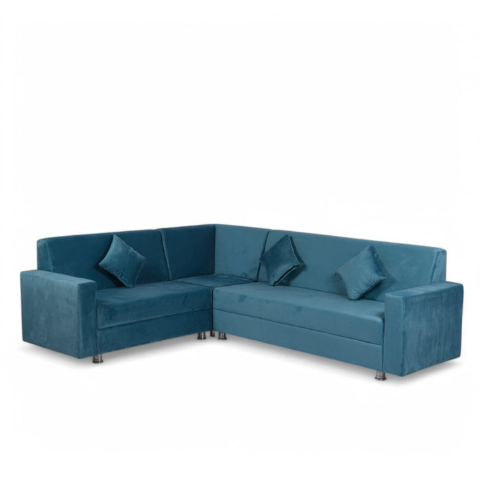 Bibiana Sectional Fabric Corner Sofa Set Sky Blue