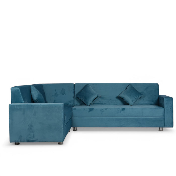 Bibiana Sectional Fabric Corner Sofa Set Sky Blue