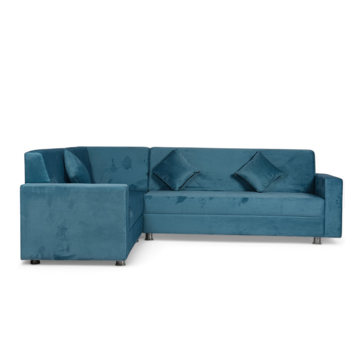Bibiana Sectional Fabric Corner Sofa Set Sky Blue
