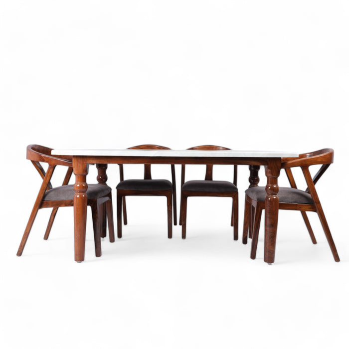 Wooden 6-Seater Dining Table Set with Cushioned Chairs