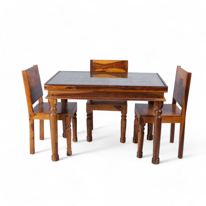 4 Seater Royal Dining Table Set Glass Surface