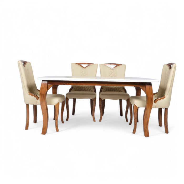 6 Seater Dining Set With White Colour Chair