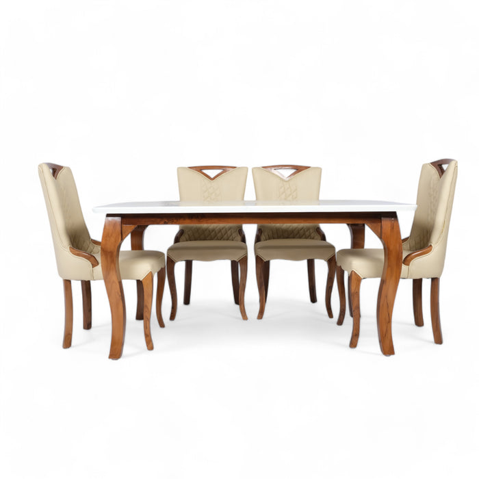 6 Seater Dining Set With White Colour Chair