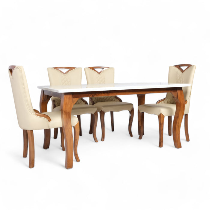 6 Seater Dining Set With White Colour Chair