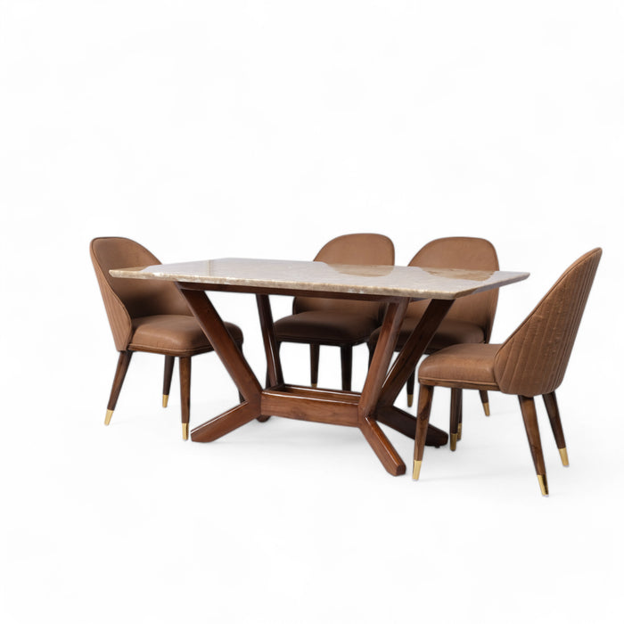 Cream Luxury Turkish Style 6 Seater Dining Table And Chair Set