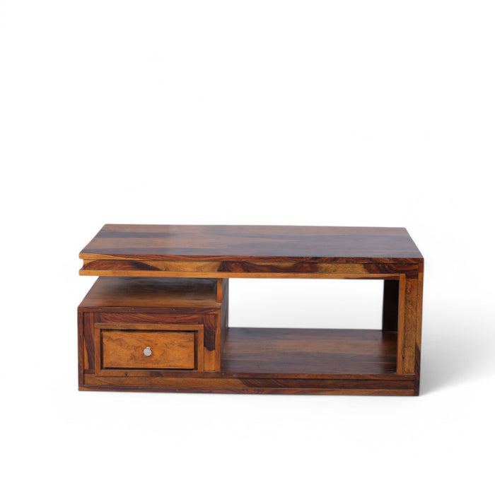 Modern Coffee Table with Drawer and Open Storage