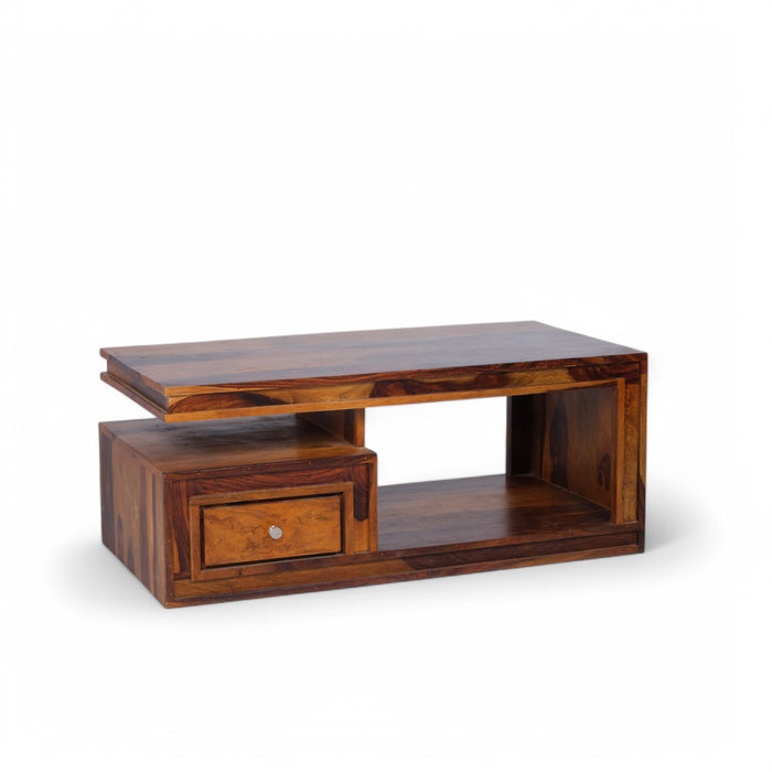 Modern Coffee Table with Drawer and Open Storage