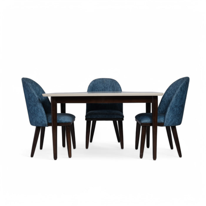 Wooden Dining Table Set with Upholstered Chairs