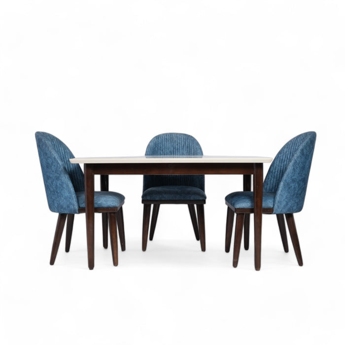 Wooden Dining Table Set with Upholstered Chairs