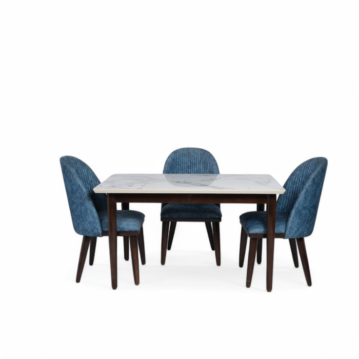 Wooden Dining Table Set with Upholstered Chairs