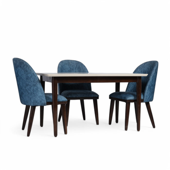 Wooden Dining Table Set with Upholstered Chairs