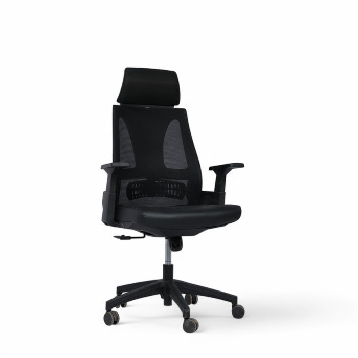 Superb High Back Ergonomic Chair With Headrest in Black Colour