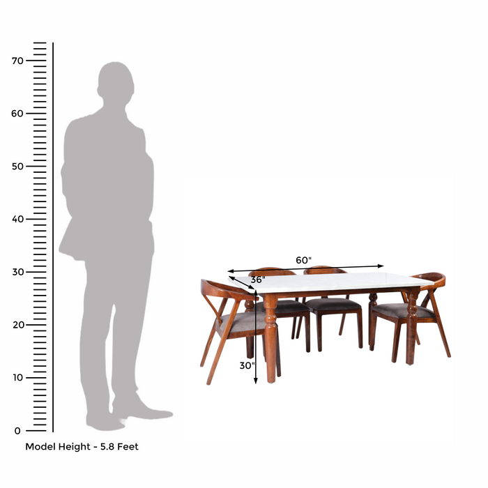 Wooden 6-Seater Dining Table Set with Cushioned Chairs