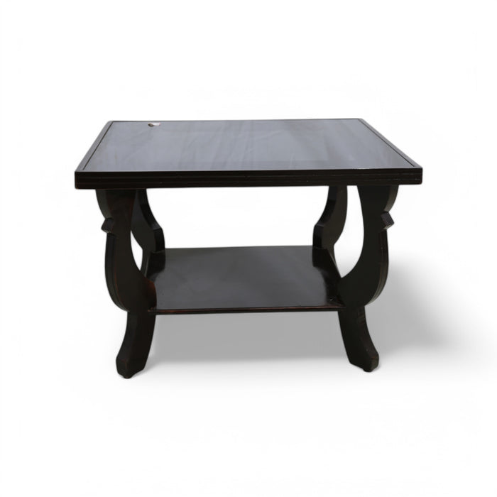 Square Glass Top Wooden Coffee Table