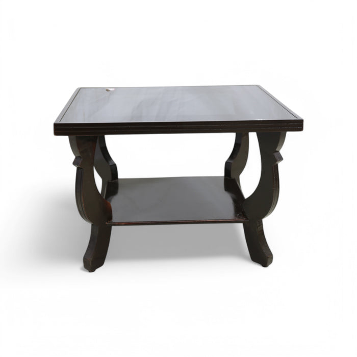 Square Glass Top Wooden Coffee Table