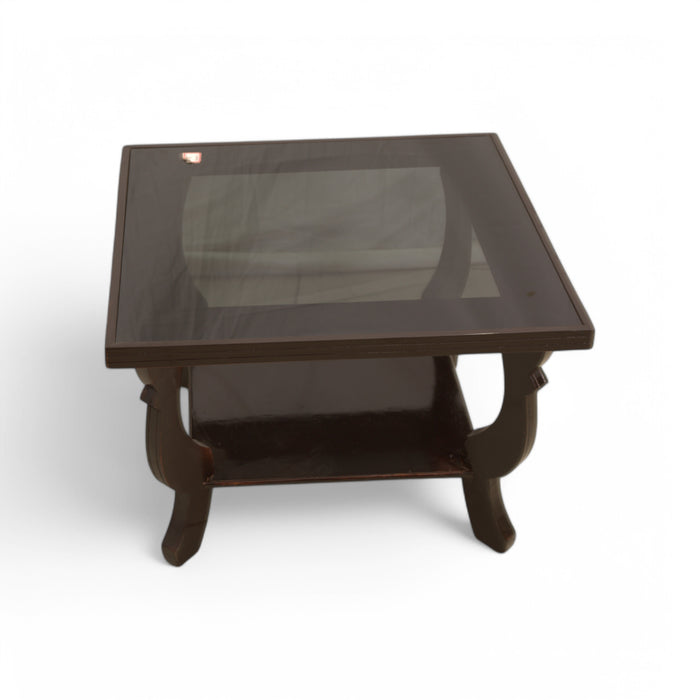 Square Glass Top Wooden Coffee Table