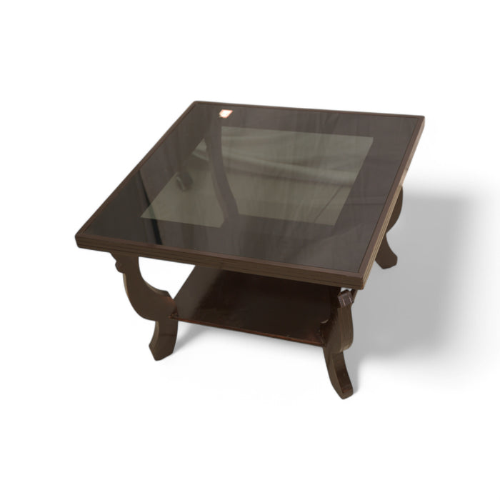 Square Glass Top Wooden Coffee Table