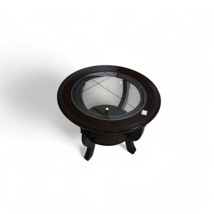 Round Glass Top Wooden Center Table